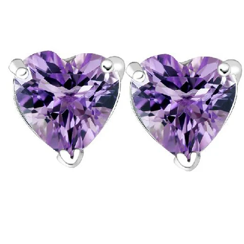 

2017 Qi Xuan_Trendy Jewelry_Elegnat Purple Stone Hearts Stud Earrings_S925 Solid Silver Fashion Earrings_Factory Directly Sales