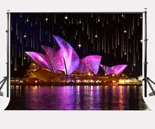 Visão Noturna Da Cidade Cenário Sydney Opera House Fotografia Fundo 7x5ft