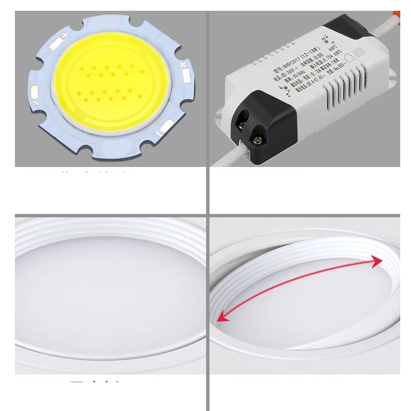 1 xFree светодиодный квадратный COB даунлайт с регулируемой яркостью ac85-265V 5 Вт 7 Вт 10 Вт Встраиваемый светодиодный точечный потолочный светильник лампочки для внутреннего освещения