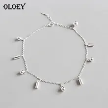 OLOEY, настоящая серебряные бусины 925 пробы, висячая цепочка, ножной браслет для женщин, девушек, друзей, ювелирное изделие, браслет на ногу, хорошее ювелирное изделие YMA004