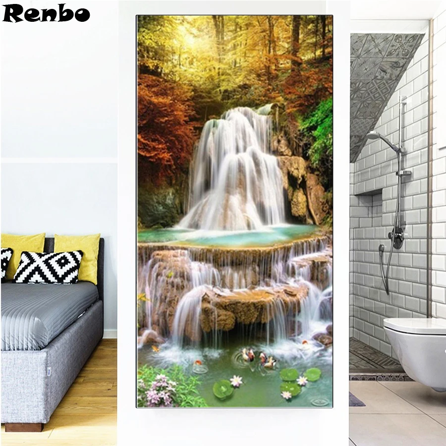 

Full Square/Round Drill 5D DIY Diamond Painting waterfall landscape Embroidery Koi fish Lotus picture Cross Stitch mosaic decor