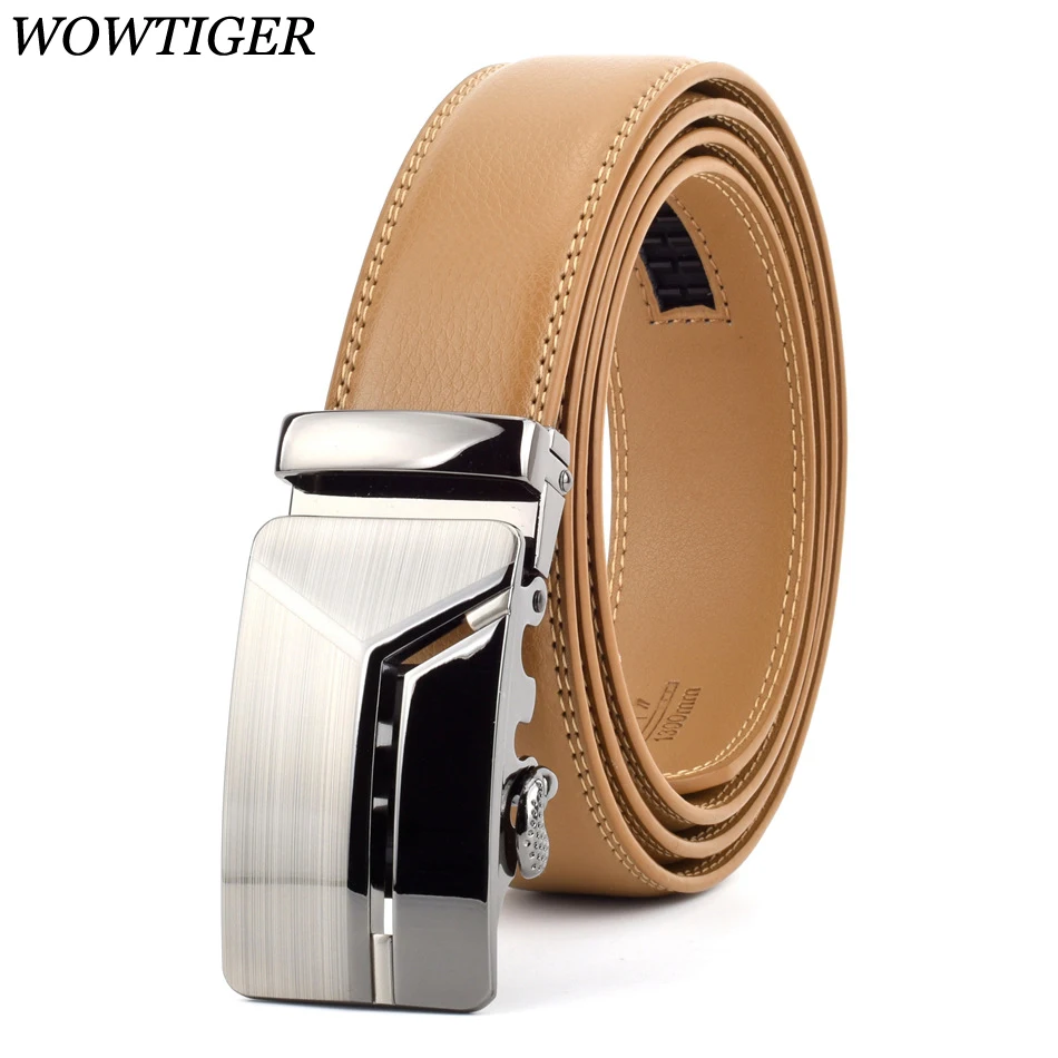 

WOWTIGER Luxury Designer fashion Cowhide leather Men belts for men waist strap automatic buckle belt Men male Ceinture homme