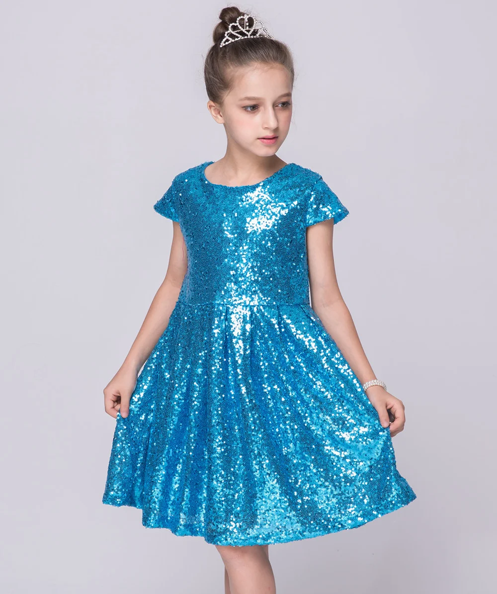 

2018 Summer Kids Girls Dress Sequins Princess Dresses Party Costume Birthday Gift