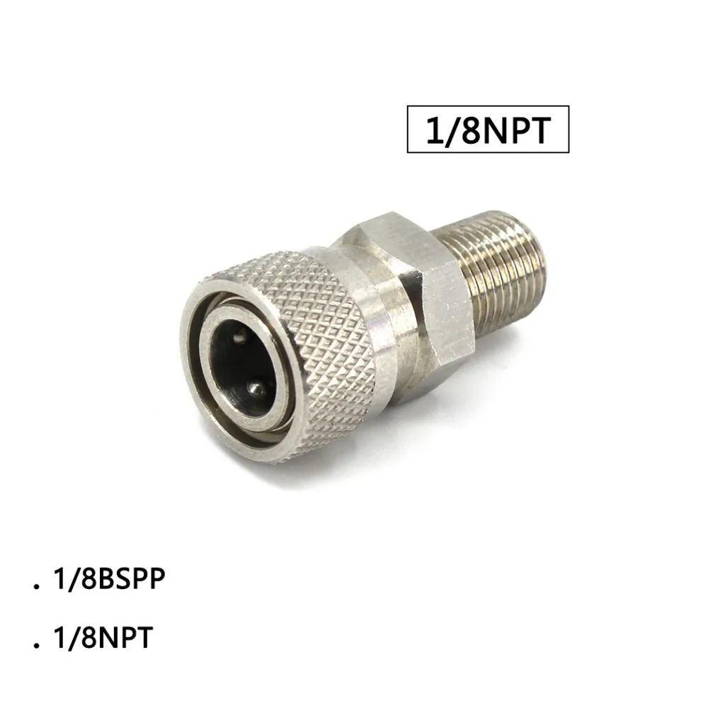 PCP ВВС Пейнтбол 1/8NPT 1/8 BSPP Мужской Quick Disconnect 8 мм заполните сосок муфта нержавеющая