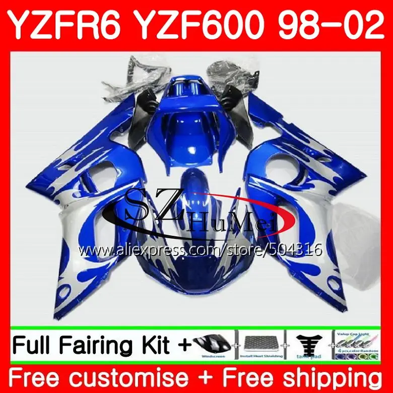 Корпус для YAMAHA YZF600 YZF-R600 YZFR6 98 99 00 01 02 66SH8 YZF капот синий 600 YZF-R6 YZF R6 1998 1999 2000 2001 2002 обтекатели - Цвет: No.  1