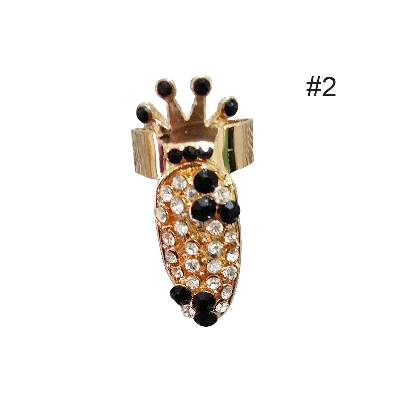 Кольцо для дизайна ногтей на палец, кончик пальца, стразы, цветок, Кристалл для женщин, смешанные узоры, очаровательные украшения для ногтей - Цвет: 2