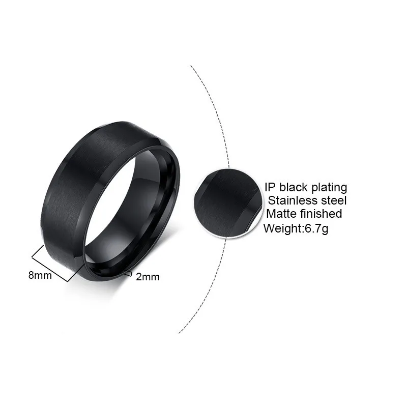 Modyle 2019 New Fashion 8mm Classic Ring For Men 316L Stainless Steel Jewelry Wedding Bands For Women