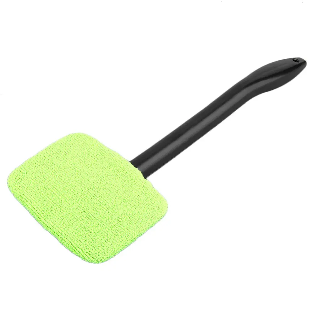 Зеленая/синяя микрофибра, длинная ручка, щетка для мытья автомобиля, авто, для мытья окон, для автомобиля, для ветрового стекла, ткань для чистки, моющиеся, блестящие, удобные - Цвет: Green