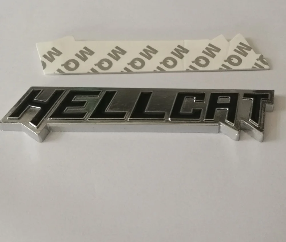 JX-LCLYL Metal HELLCAT Car Side Body Trunk Emblem Badge Sticker Decal For Dodge Silver