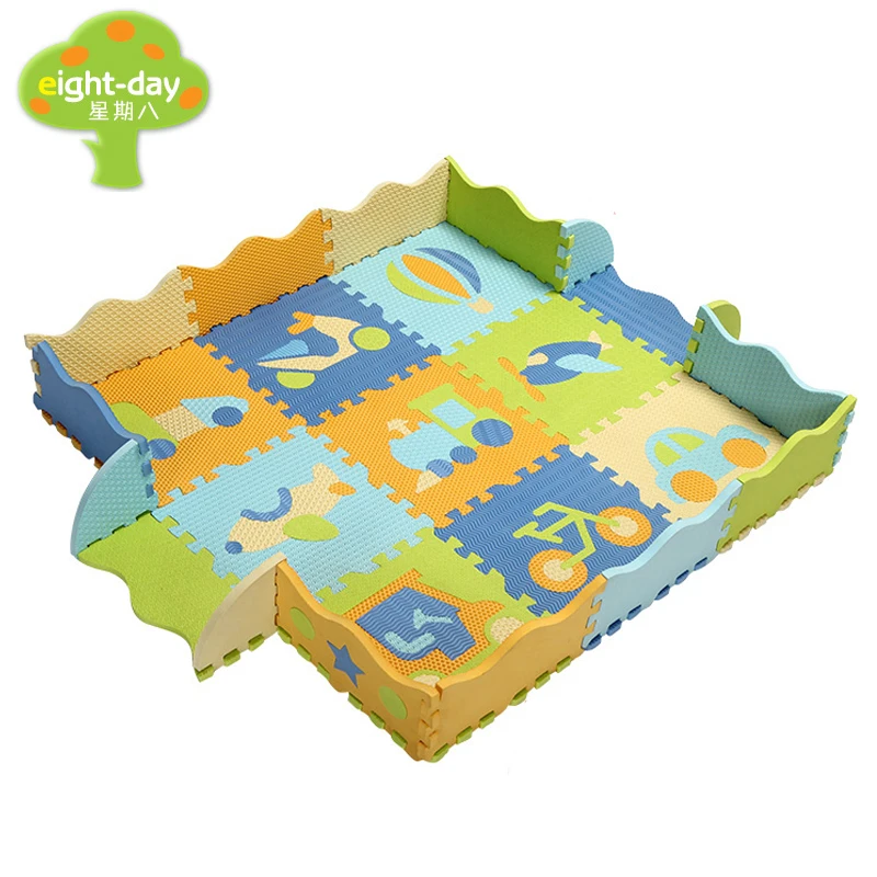 Transportation Style PE Mat Including Fence Crawling Play Kids Game