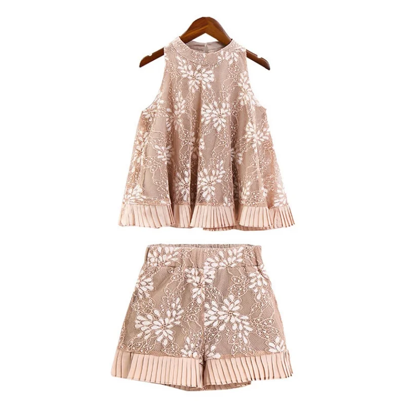 

Girls Suits 2019 Summer Kids Clothes Sets Children Clothing Lace Baby Girls Dress+Pant 4-13Y