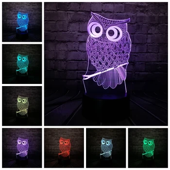 

Kawaii Animal Owl 3D Night Light 7 Colors Change LED Desk Table Lamp Art Home Child Bedroom Sleeping Decor Holiday Party lamps