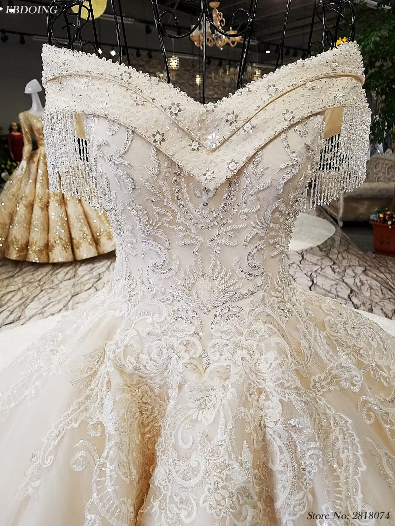 Настоящее фото халат De Mariage свадебное платье трапециевидной формы Vestidos De Novia вырез лодочкой с короткими рукавами Королевский поезд кружево с бисером