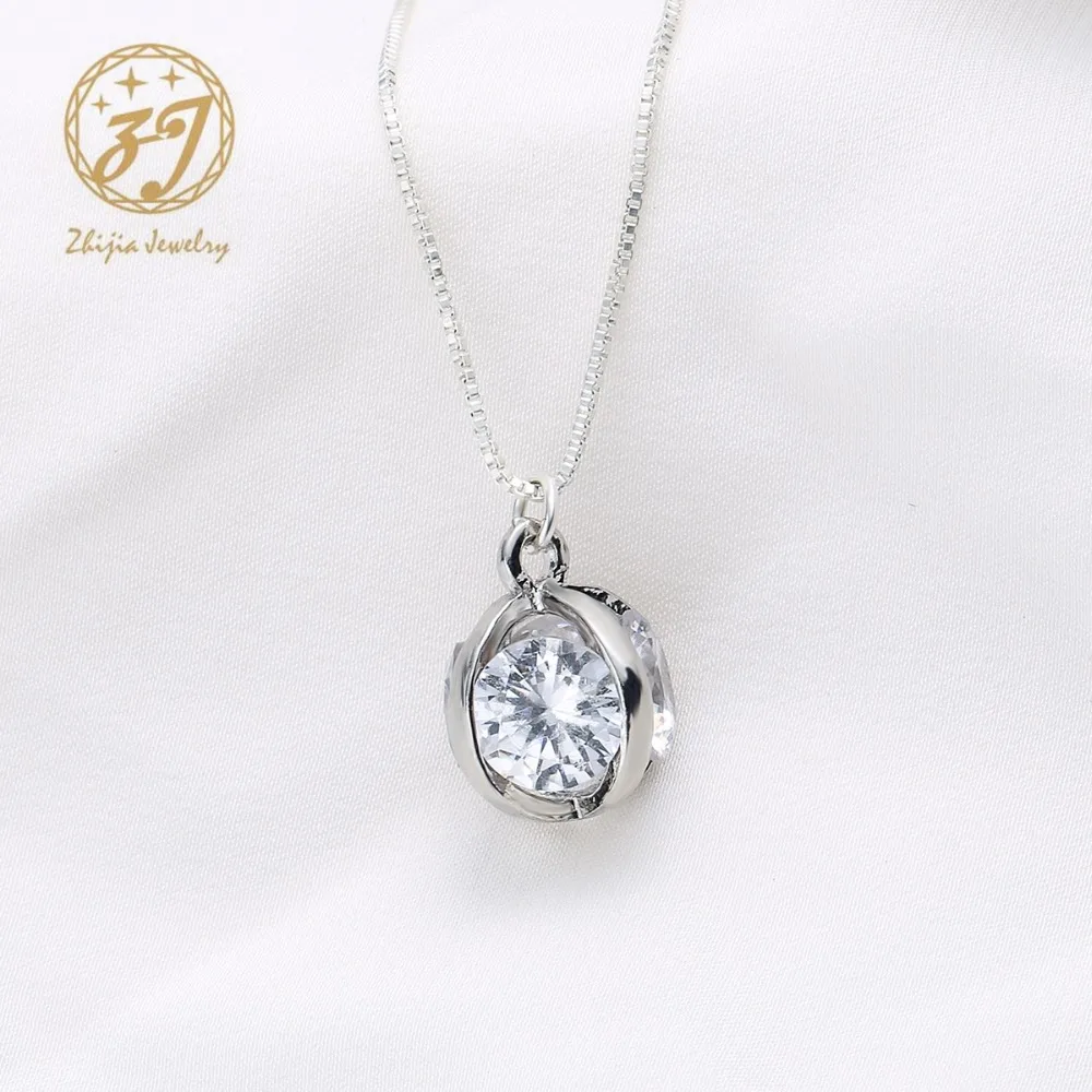 Zhijia Jewelry Circle Pendant Gold Slliver Necklace For Women Link