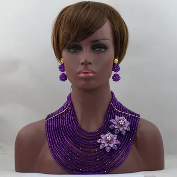 

Shining Purple Jewelry Beads Set Splendid Costume Jewelry Set For Wedding Party New Arrival Handmade Free Shipping hx351