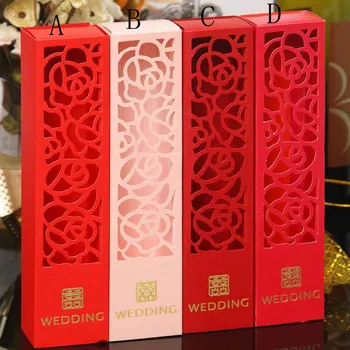 

Free shipping rose laser cut candy paper box ,4.8*21*3.5cm, 100pcs/lots,HZ35