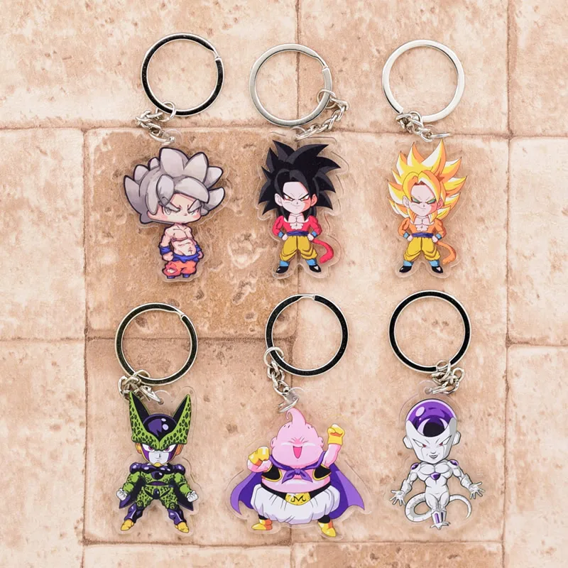 

2018 Dragon Ball GT Keychain Goku Cell Frieza Double Sided Acrylic Key Chain Pendant Anime Accessories Cartoon Key Ring DBS1P
