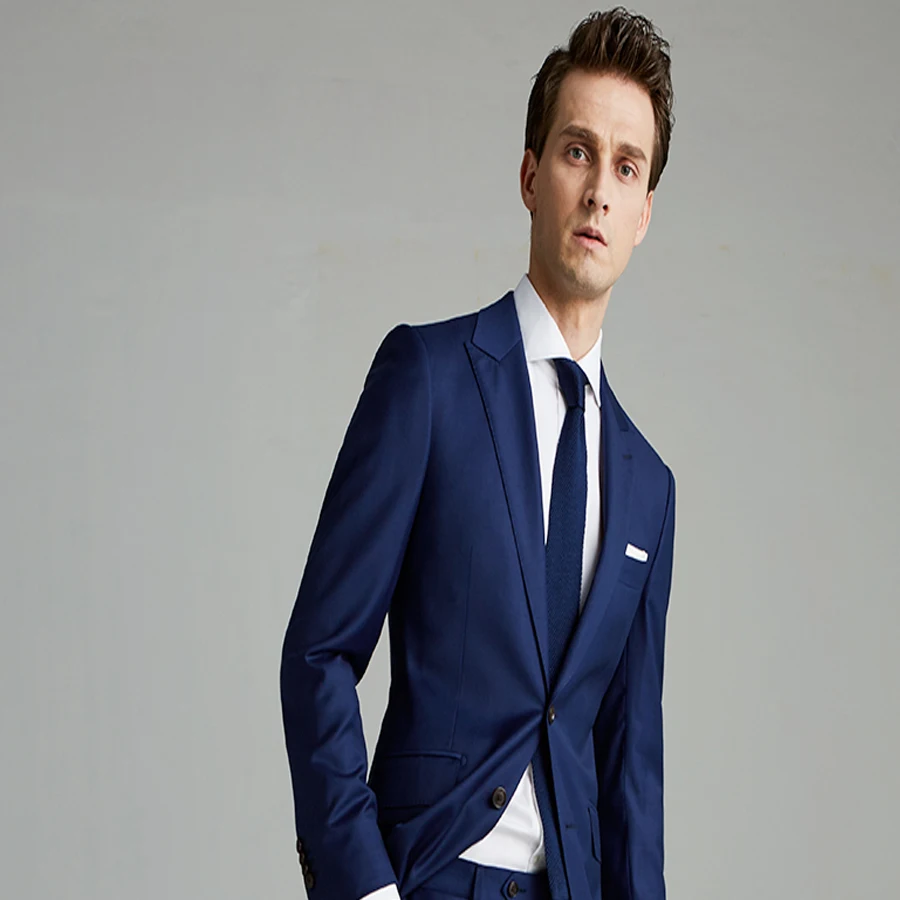 Royal Blue Men's Business Suit Grooms Suit Wedding Dresses Custom Suit New Mens Fashion Slim Suit Casual 2Pcs (Jacket+Pants)