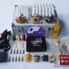 Перманентный макияж комплект машина Профессиональный набор татуировки Пирсинг Tool Kit завершена 3 Оружие Установить чехол