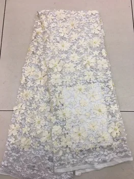 

Nigeria lace fabric wedding dress French mesh lace fabric with beautiful 3d flower mesh lace fabric RF25461