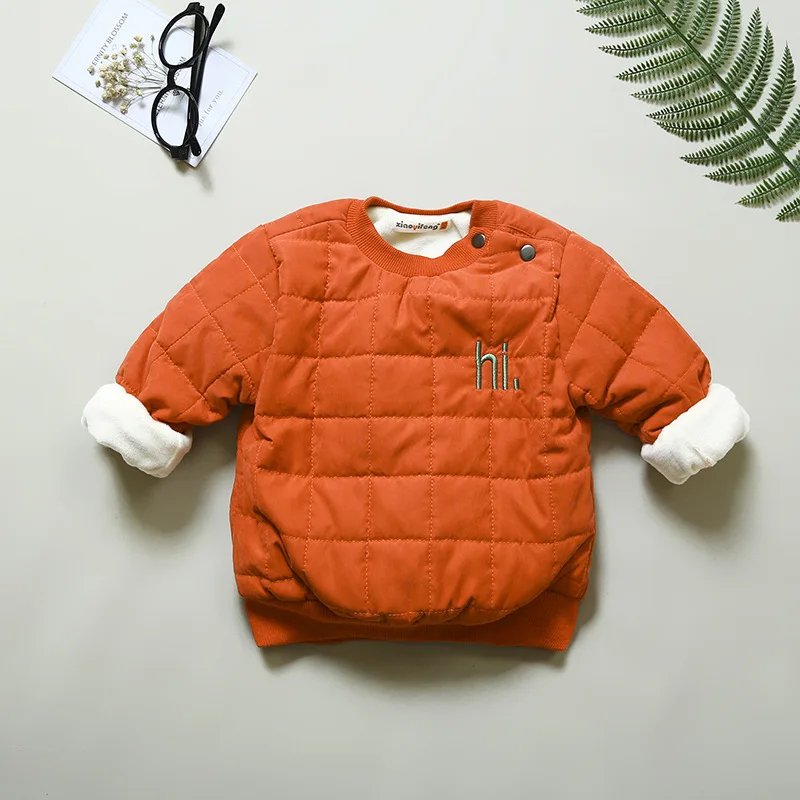 Детская зимняя Толстовка для малышей теплая верхняя одежда с мехом, одежда для девочек и мальчиков, г., пуловер, куртка детское Пальто Пуховые топы, одежда - Цвет: orange