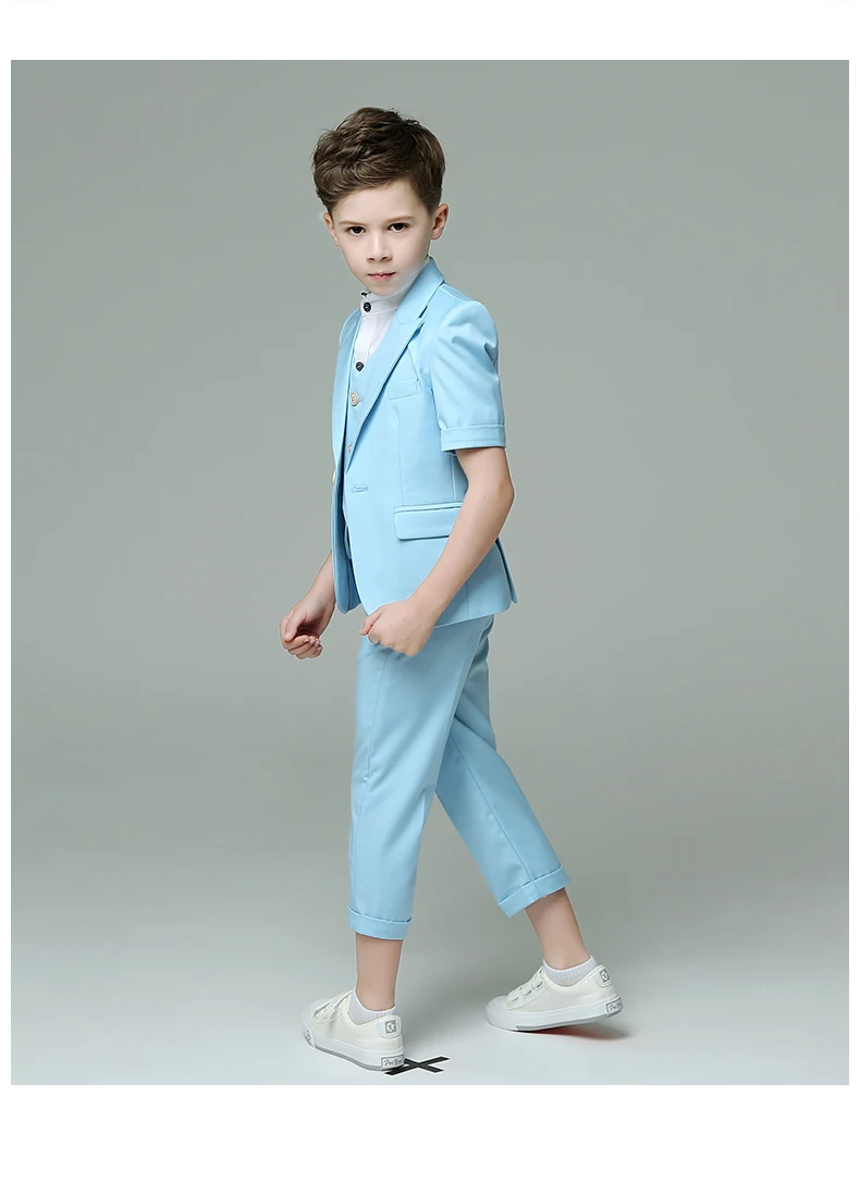

2018 winter nimble kids solid color half sleeve causal blazer wedding formal suit flower boys tuxedos school suit kids clothing