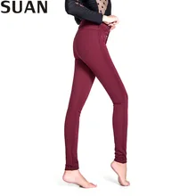 SUAN 2017 Spring Women Pants Stretchable Female Elastic High Waist Pants Women ThickTrousers Pants & Capris AAAAA Cotton