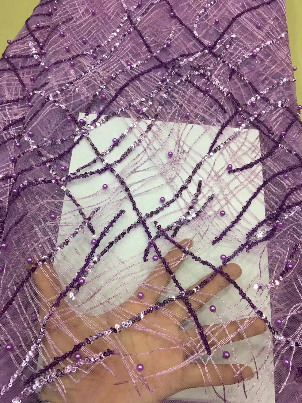 

Bridal french tulle lace fabrics High Quality French Sequins Embroiery Tulle Lace Fabric For Nigerian Party dress 5 yards