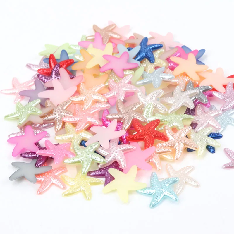 

100PCS Starfish shape Flatback Resin Cabochons Scrapbook Craft Buttons 18mm phone decor Headwear accessories DIY YKL0521X
