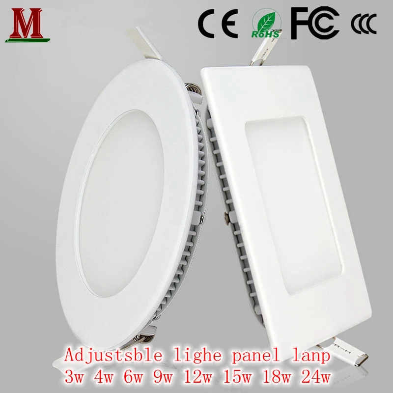 

LED ultra-thin adjustable light panel light 3w/4w/6w/9w/12w/15w/18w/24w dimmable panel lights AC85-265V round/square.