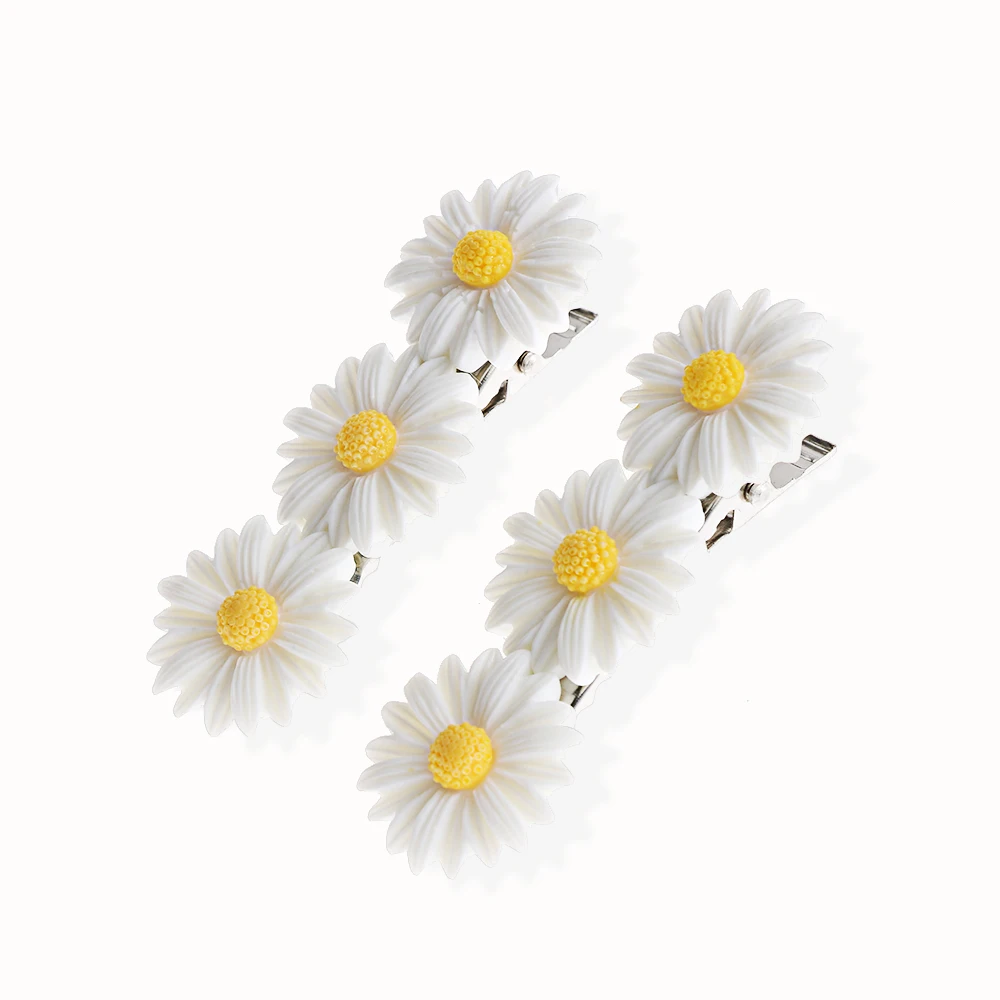 headbands for women 2Pcs Rope Bands HairPins Ponytail Cute Daisy Flower Hair Clip Fashion Elastic Hair Ring Woman Girls Kids Holder Hair Accessories flower hair clips