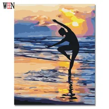 WEEN Sea Dancing Girl Wall Pictures By Numbers Digital On Canvas DIY Sea Girl Art Oil Painting Coloring By Numbers Home Decor home office leisure outdoor rattan daybed with white cushion to sea port by sea