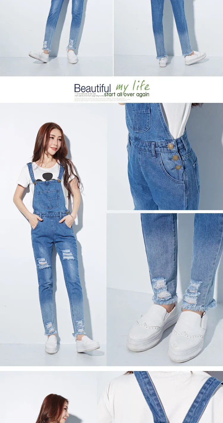 HCYO Fashion Jumpsuit Female Denim Overalls for Women Bodysuit salopette femme En Jean Women Ripped Hole Denim Jumpsuits Rompers (6)