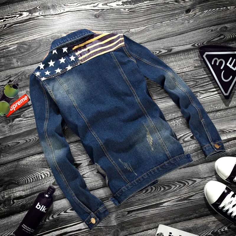 Джинсовая куртка мужская пальто темно-синяя Повседневная джинсовая куртка для подростков хлопковая куртка с отложным воротником пальто с длинными рукавами