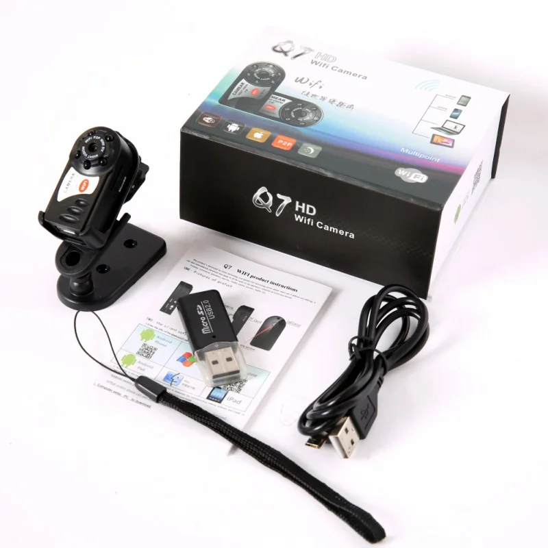 Мини камера Q7 480P Wifi DV DVR Беспроводная с шестью лампочками мини видеокамера