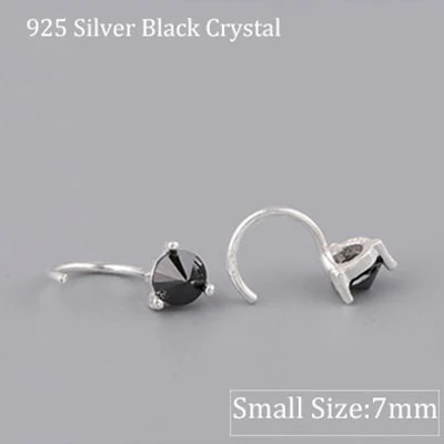 7mm Silver Black Earrings