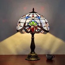 Европейский барокко ретро декоративная лампа Американский Средиземноморский синий спальня прикроватное освещение Tiffany витражные eyeshield стол