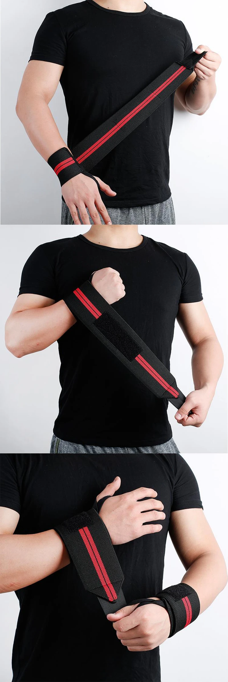 2 pieces Adjustable Wristband Elastic Wrist Wraps Bandages for Weightlifting Powerlifting Breathable Wrist Support 3colors (6)