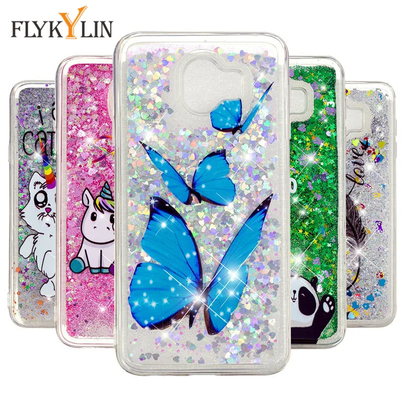 

Cartoon Liquid case sFor Samsung Galaxy J6 2018 Case coque For Samsung J4 2018 J6 2018 case Glitter Silicone Soft TPU Back Cover