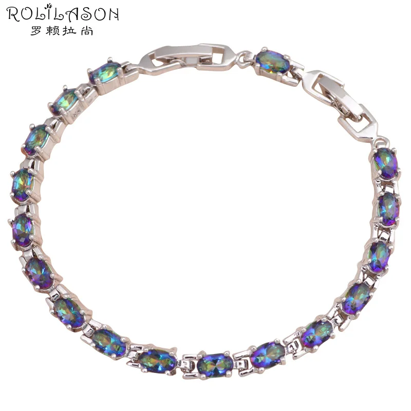 2016 font b Beautiful b font Multicolor Crystal Silver filled Mystic zirconia charm bracelets font b