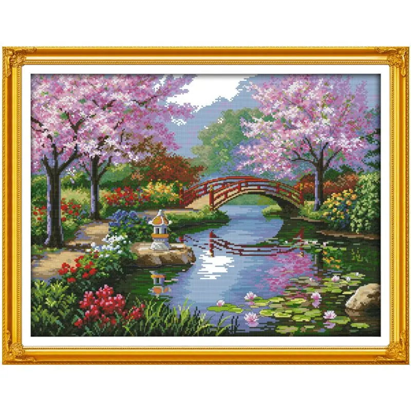 

Beautiful Scenery Of Park DIY Handmade Needlework Counted 14CT Printed Cross Stitch Embroidery Kit Set Home Decoration