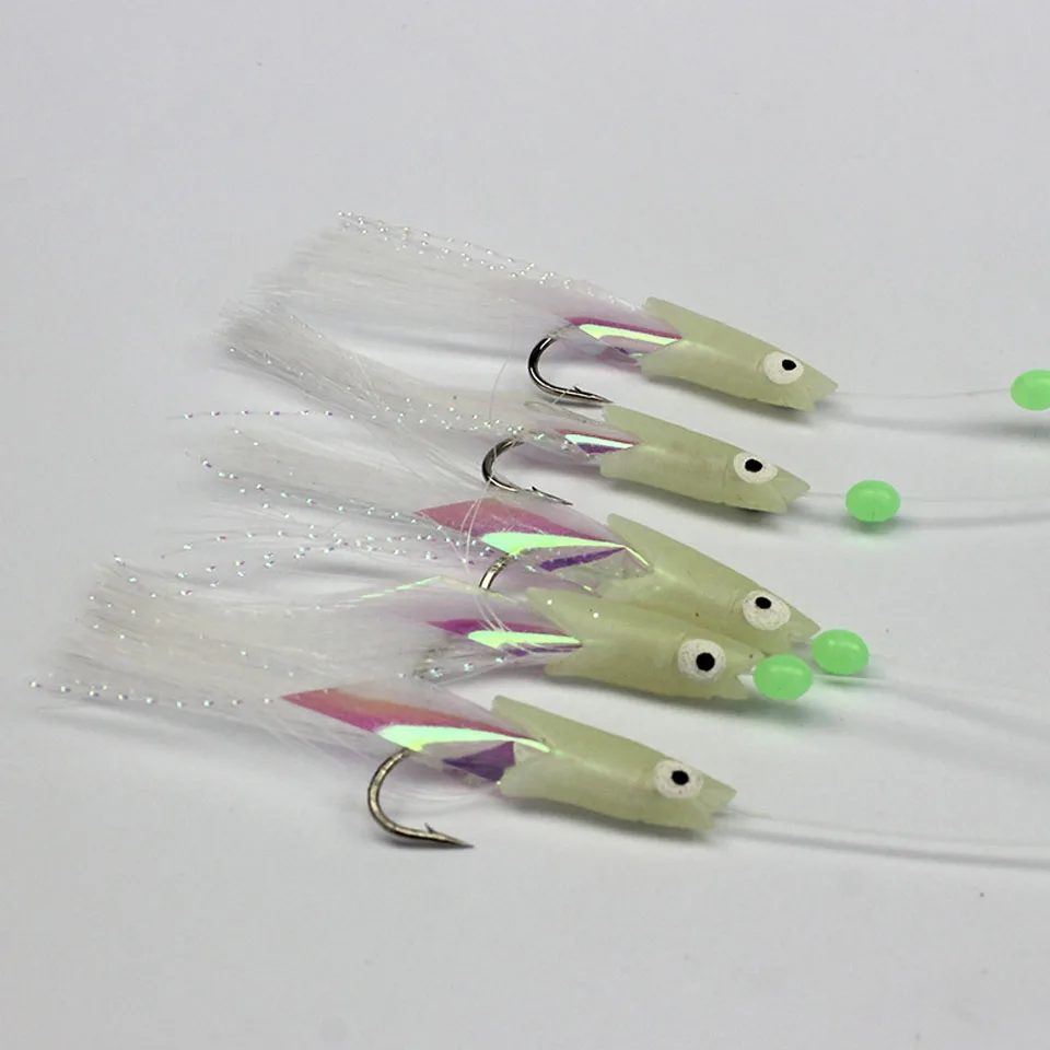 WALK FISH High Quality Carbon Steel Mackerel Feathers Bass Cod Lure Sea Fishing Luminous Fishing Hook Treble Bait Fishing Wire