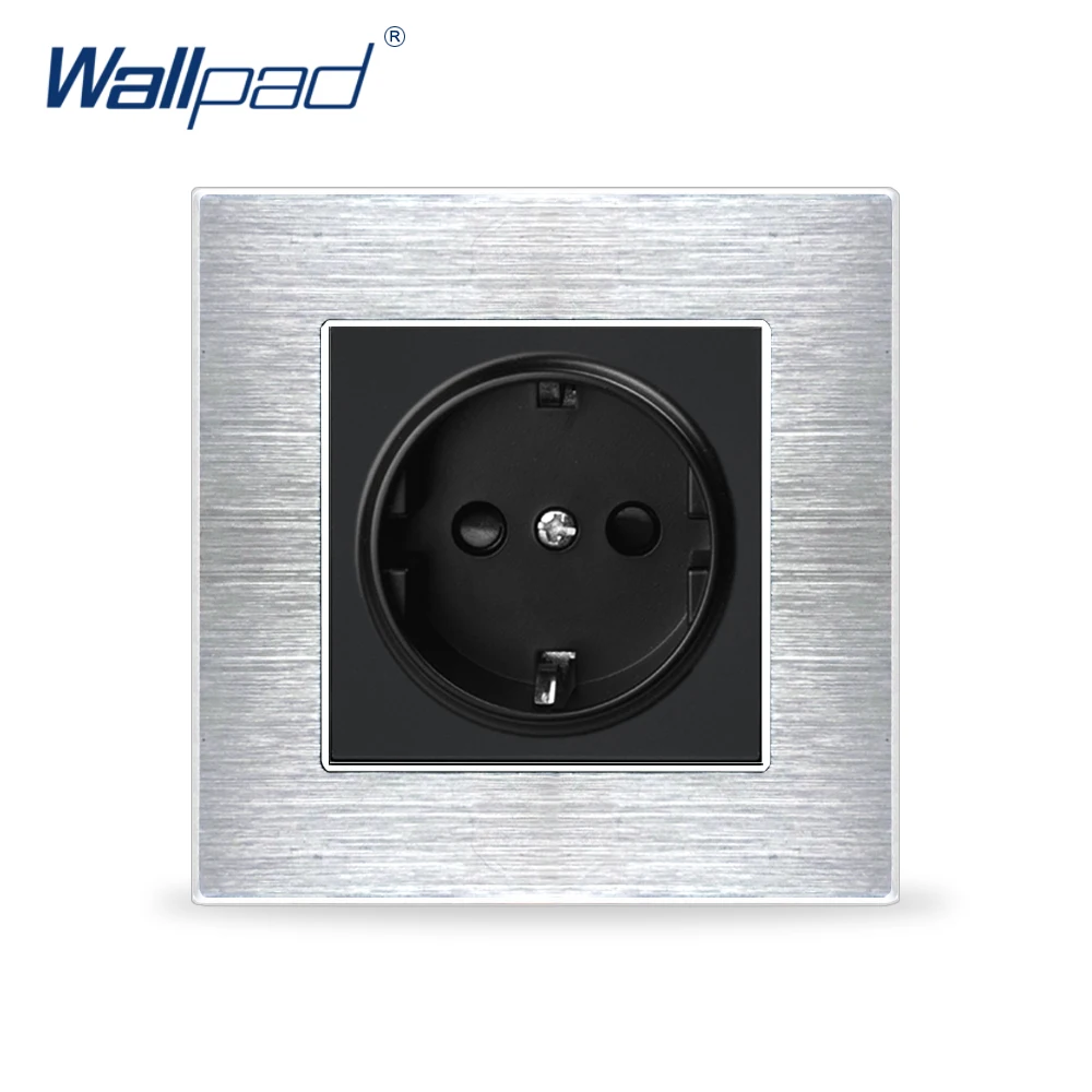 Европейская 2 контактная немецкая розетка Wallpad Роскошная сатиновая