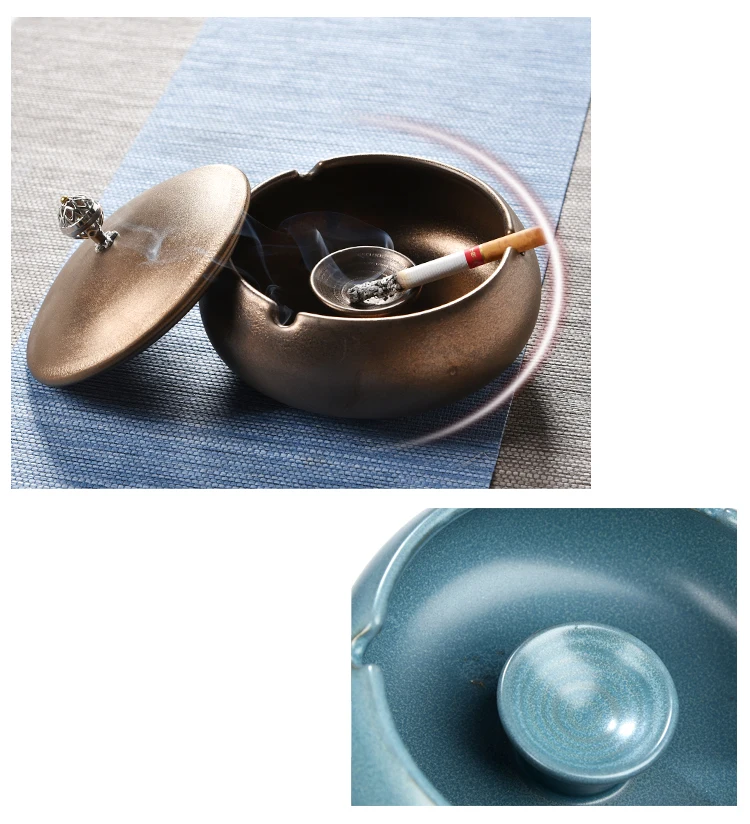 PITILLERA Large Windproof Ashtray with Lid 1PC KTV Guest Room Living