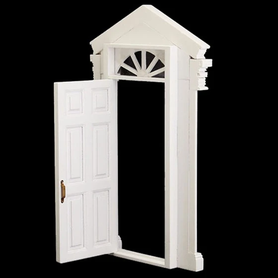 Мода 1:12 Винтаж кукольный домик Миниатюрный орнамент украшения Морден белая деревянная дверь 6 Панель с рамкой Белый