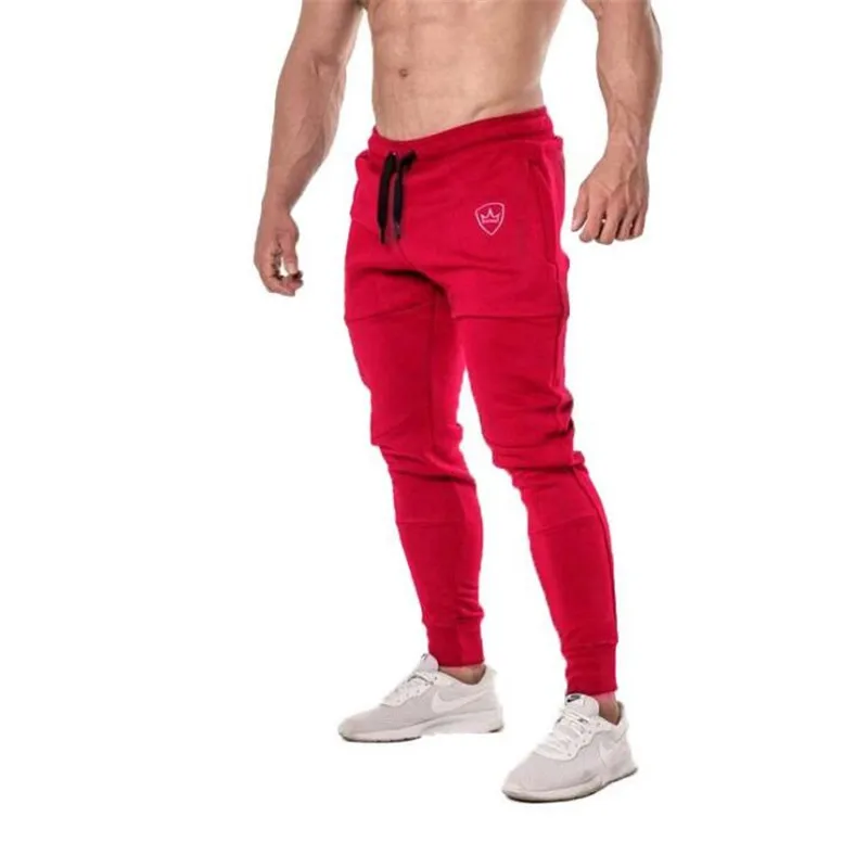 Осень зима спортивные мужские бегуны тренировочные Мужские штаны для бега, джоггеры повседневные брюки спортивная одежда Высокое качество штаны для бодибилдинга - Цвет: Красный