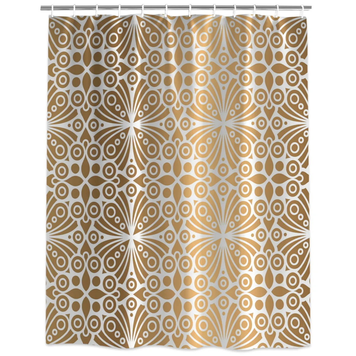 

Gold Moroccan Pattern Damask Shower Curtain Custom Curtain For Bathroom Waterproof Polyester