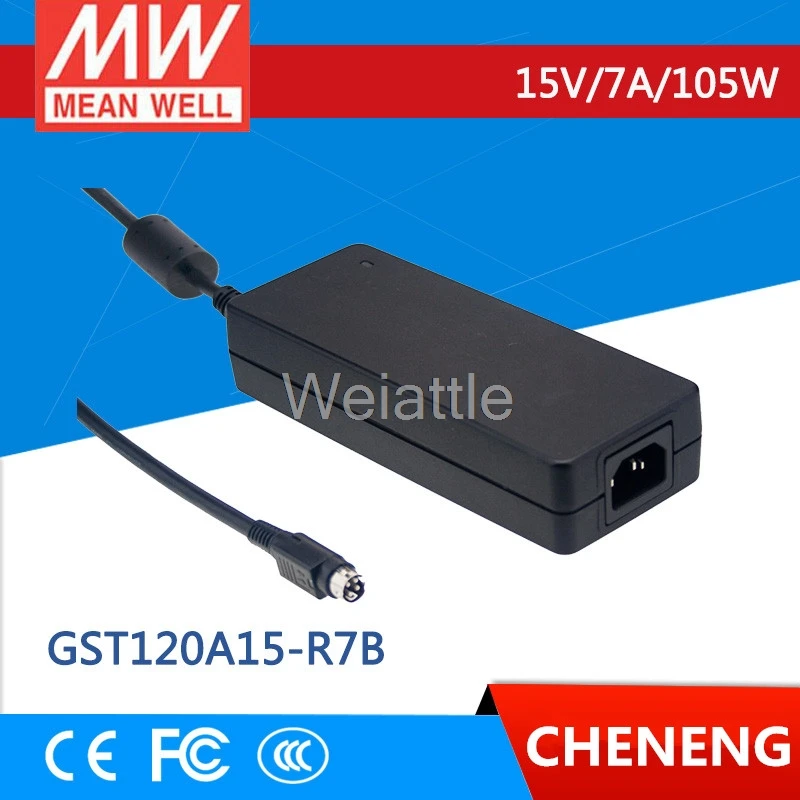 MEAN WELL original GST120A15-R7B 15V 7A meanwell GST120A 105W AC-DC промышленный адаптер высокой надежности |