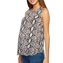 Fashion summer tops women's pregnant breastfeeding round collar printed snakeskin sleeveless vest round neck dress vintage round collar ruffled stripe flouncing sleeveless women s dress