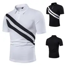 Мужская рубашка с отложным воротником и пуговицами с коротким рукавом, блузка, вышитая рубашка поло, Повседневная деловая рубашка с коротким рукавом